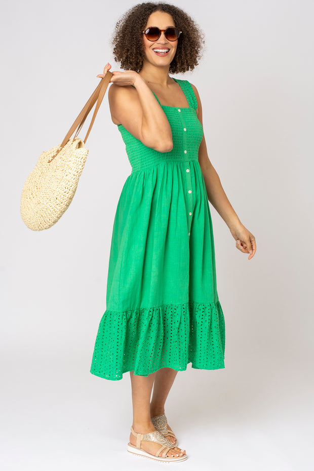 Strappy Broderie Tiered Dress