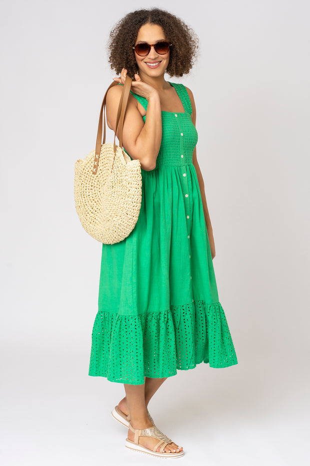 Strappy Broderie Tiered Dress