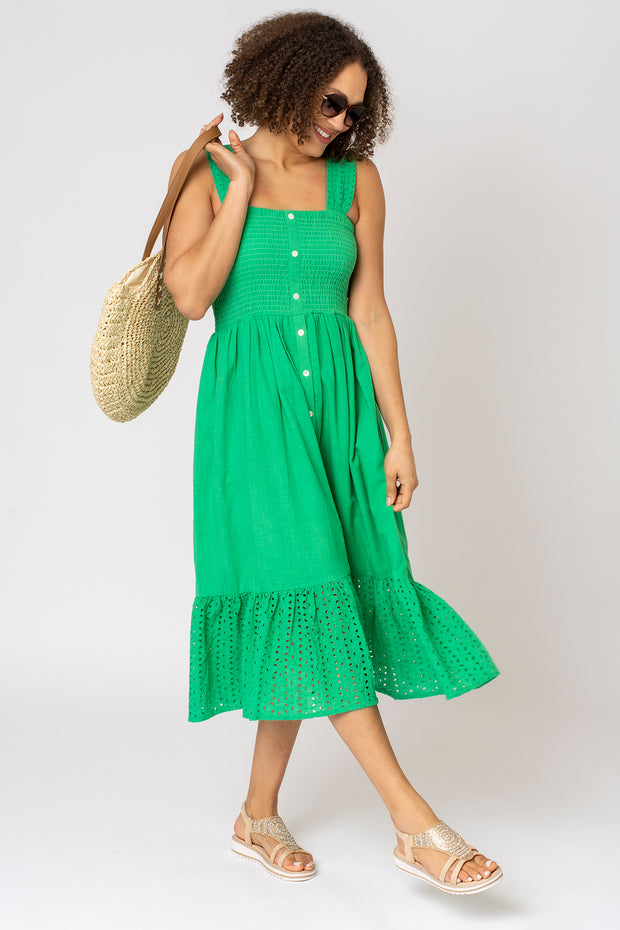 Strappy Broderie Tiered Dress