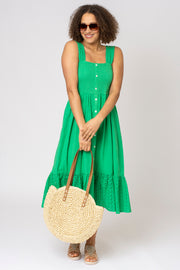 Strappy Broderie Tiered Dress