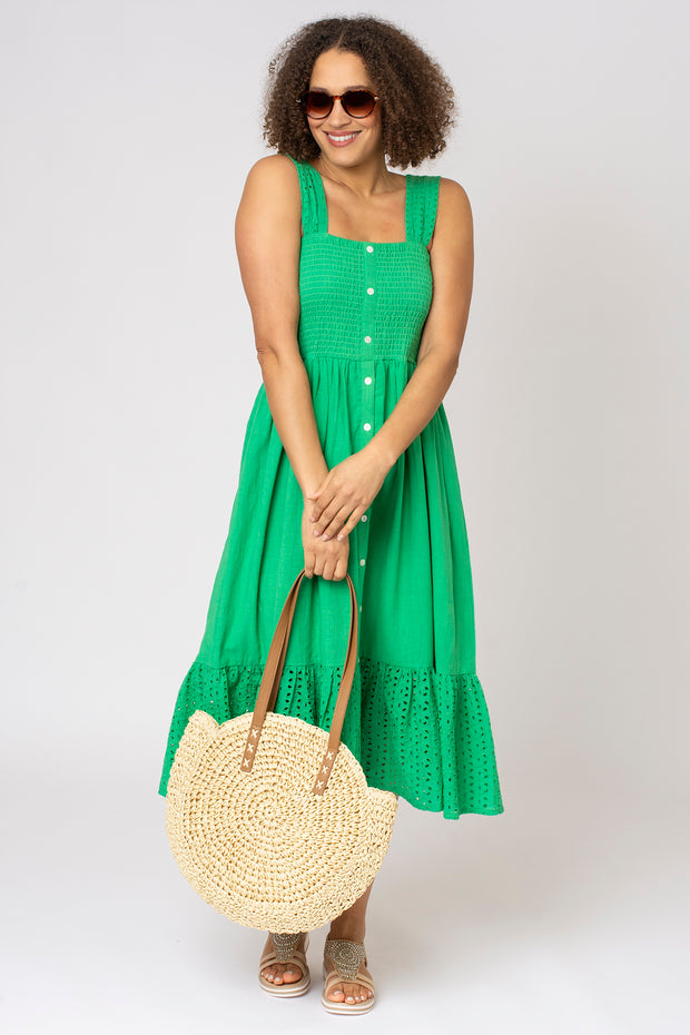 Strappy Broderie Tiered Dress