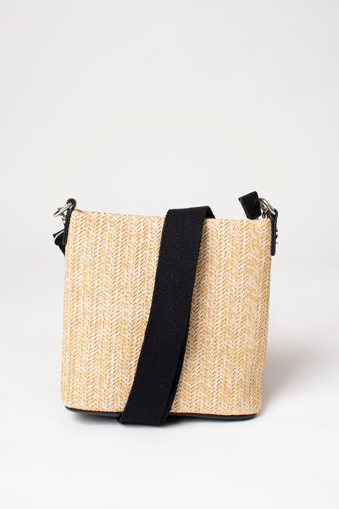 Straw Contrast Across Body Bag