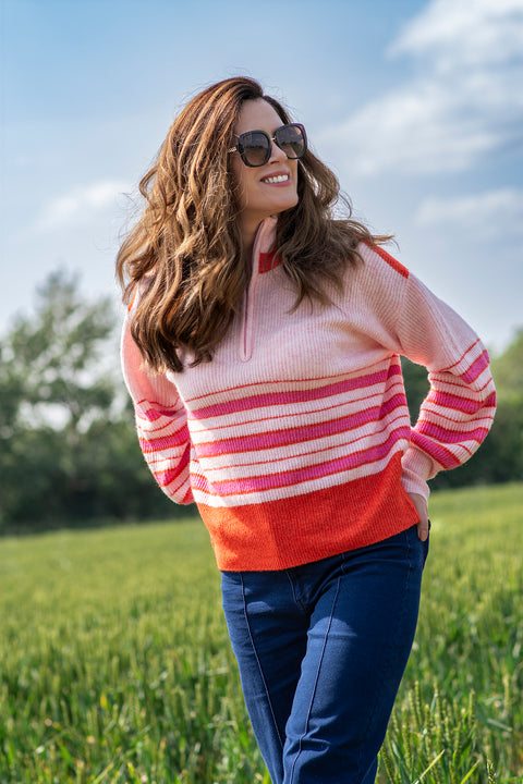 Stripe Half Zip Jumper