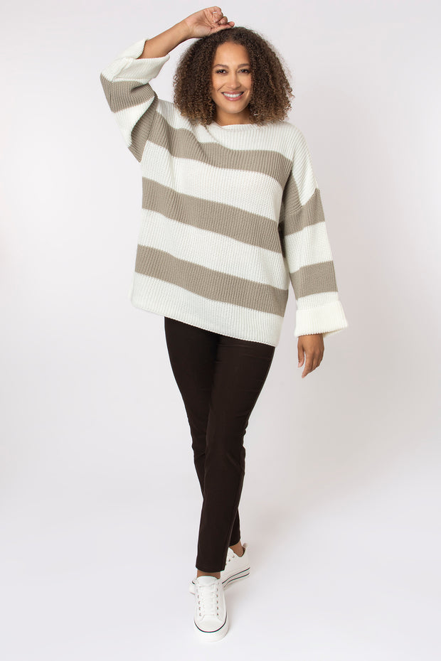 Stripe Turn Cuff Jumper