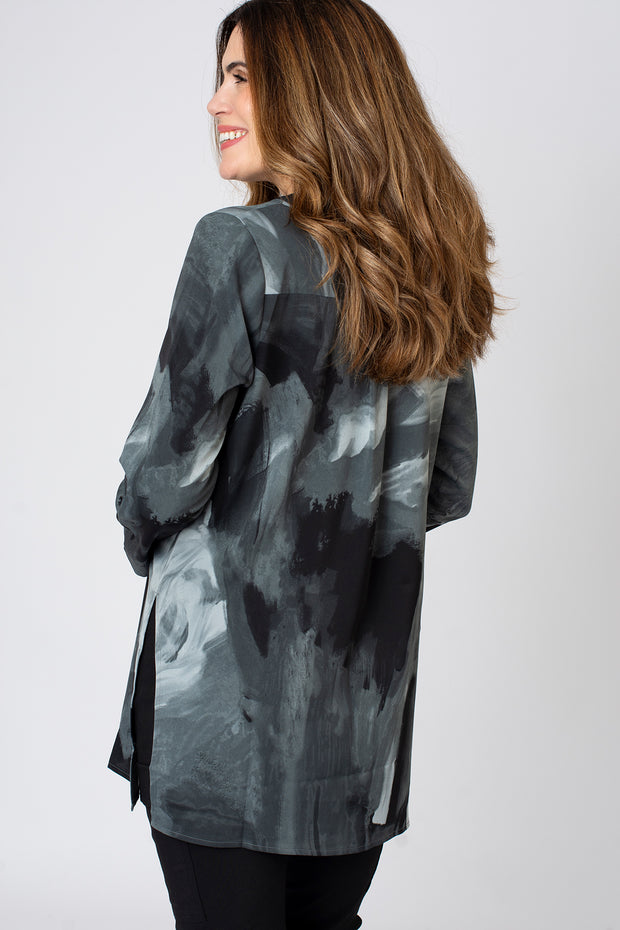 Swirly Print Side Split Longline Shirt