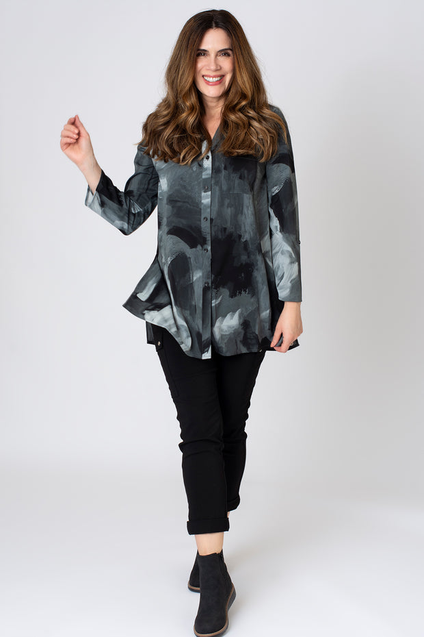 Swirly Print Side Split Longline Shirt