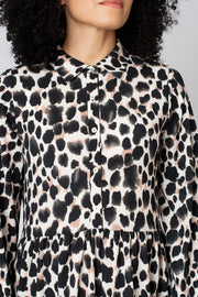 Textured Animal Print Shirt Dress
