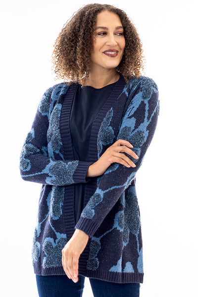 Textured flower boucle cardigan