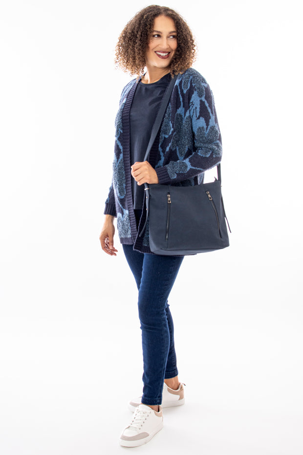 Exposed double zip front bag