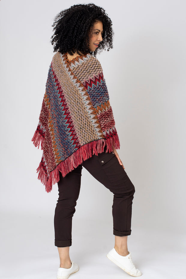 Textured Fringe Hem Poncho
