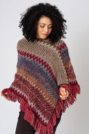 Textured Fringe Hem Poncho