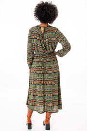 Textured knitted stripe dress