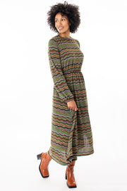 Textured knitted stripe dress