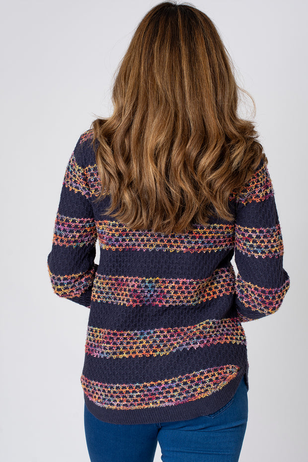 Textured Rainbow Stripe Jumper