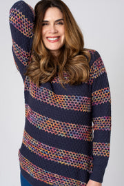 Textured Rainbow Stripe Jumper