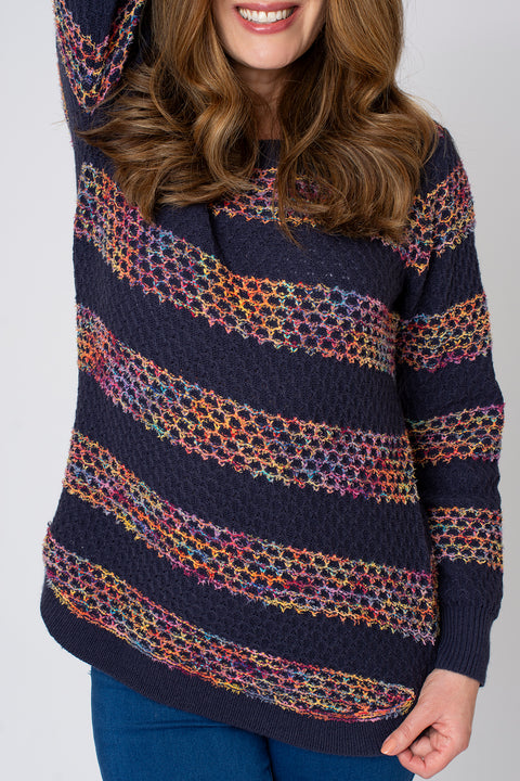 Textured Rainbow Stripe Jumper