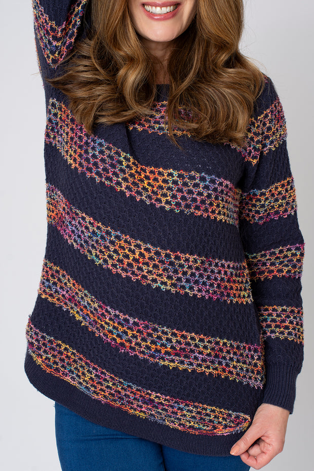 Textured Rainbow Stripe Jumper