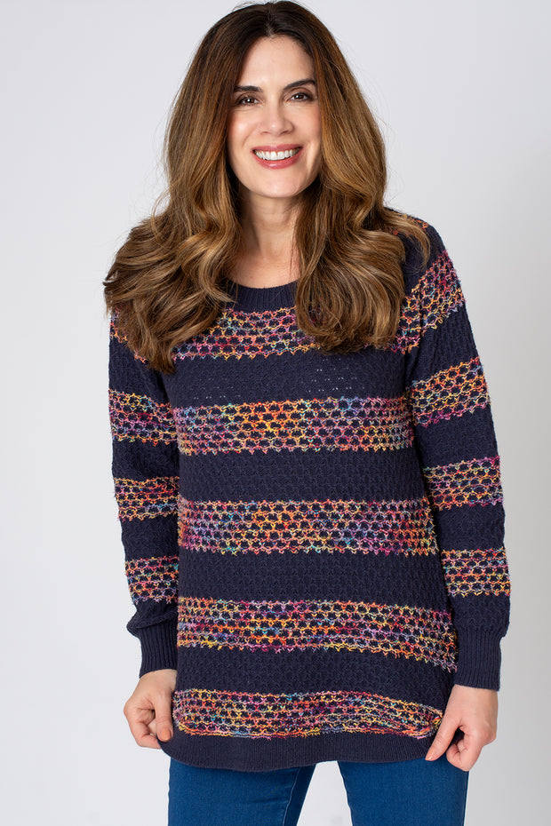 Textured Rainbow Stripe Jumper