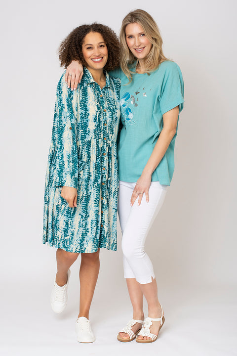 Tie Dye Snake Pocket Longline Shirt