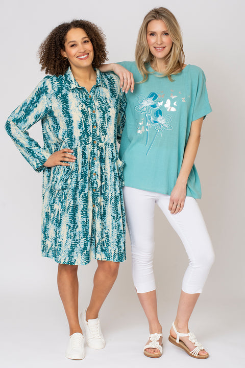 Tie Dye Snake Pocket Longline Shirt
