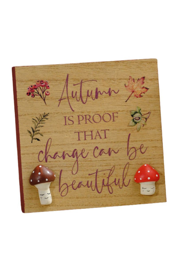 Toadstool Autumn Easel Plaque