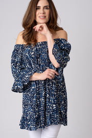 Trailing Eucalyptus Frill Sleeve Crinkle Top