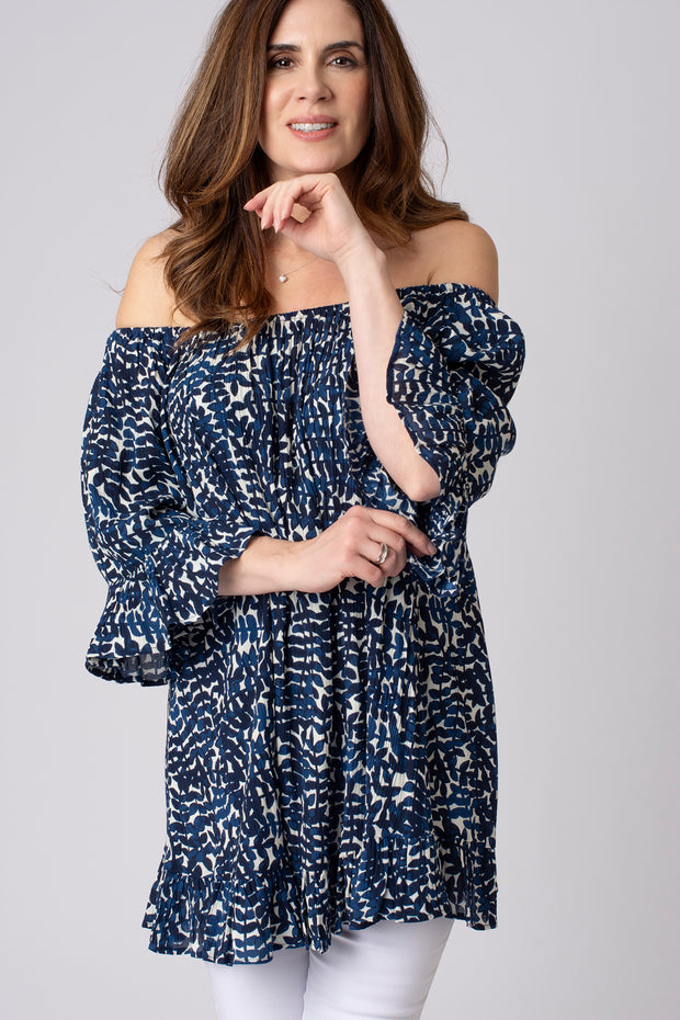 Trailing Eucalyptus Frill Sleeve Crinkle Top