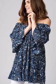 Trailing Eucalyptus Frill Sleeve Crinkle Top