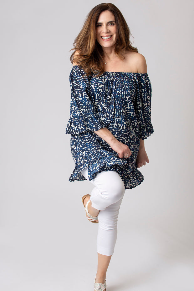 Trailing Eucalyptus Frill Sleeve Crinkle Top