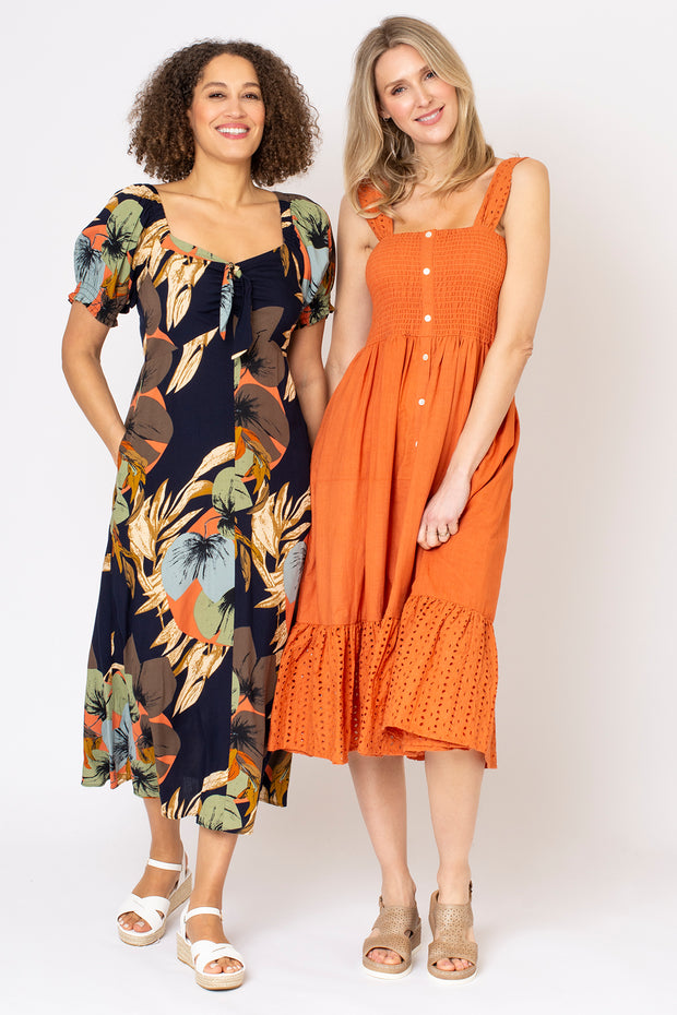 Strappy Broderie Tiered Dress