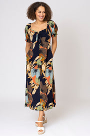 Tropical Floral Tie Front Dress