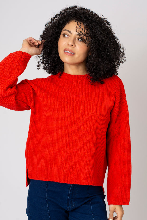 Waffle Knit Side Split Jumper