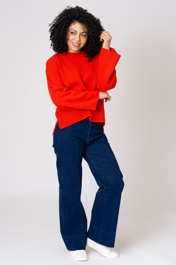 Waffle Knit Side Split Jumper