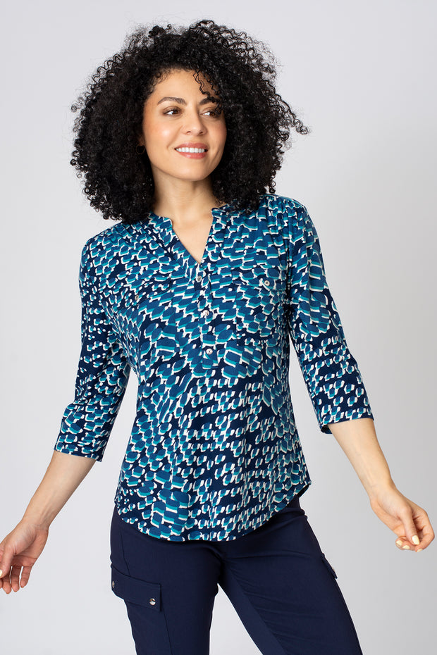 Wavy Blocks Pocket Shirt