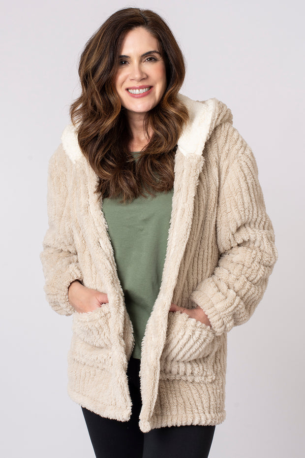 Wavy Hooded Sherpa Fleece