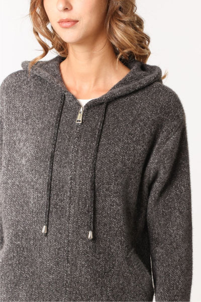 Zip Through Knitted Hoodie