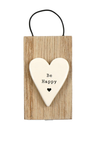 Be Happy Hanging Heart Plaque