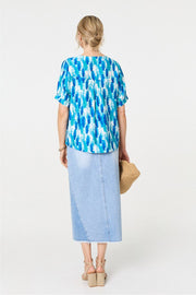 Blurred Block Short Sleeve Top