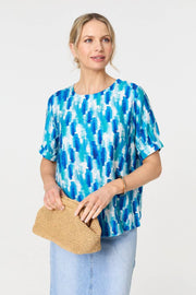 Blurred Block Short Sleeve Top