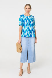 Blurred Block Short Sleeve Top