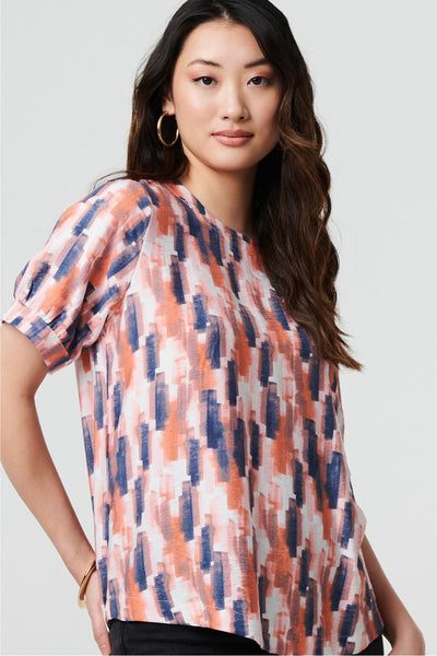 Blurred Block Short Sleeve Top