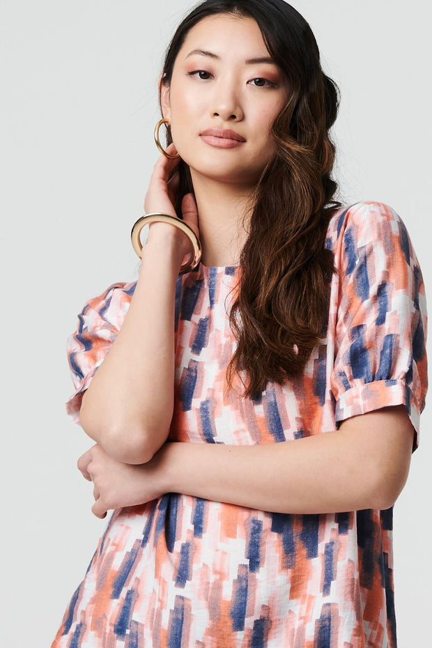 Blurred Block Short Sleeve Top