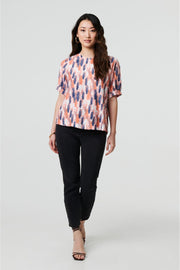 Blurred Block Short Sleeve Top