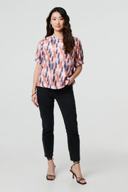 Blurred Block Short Sleeve Top