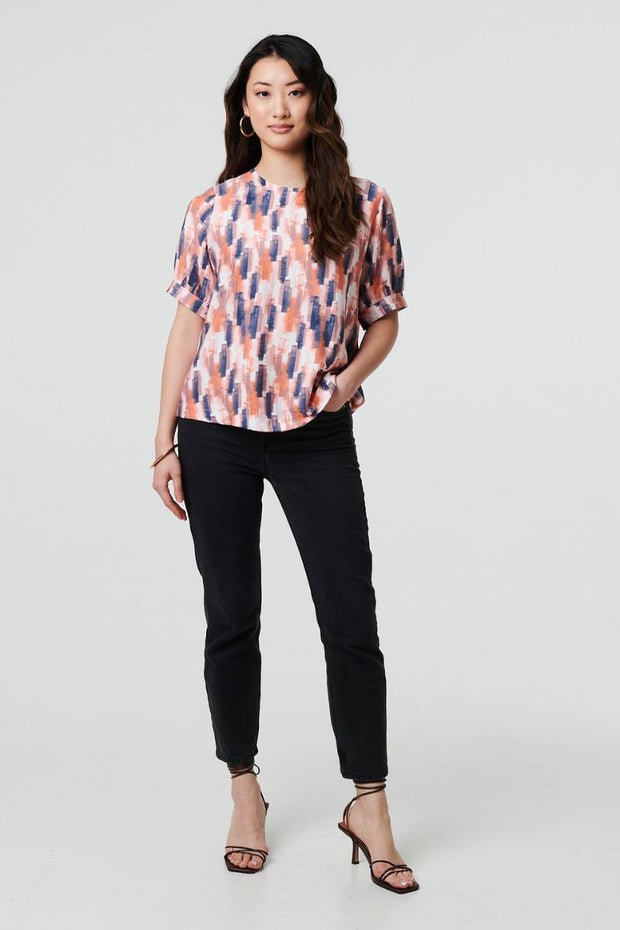 Blurred Block Short Sleeve Top