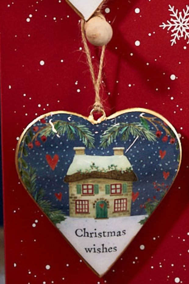 Christmas Wishes Metal Heart Hanger