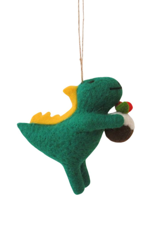 Dinosaur with Xmas Pud Hanging Dec