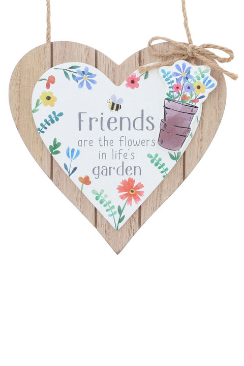 Friends Happy Garden Heart Plaque