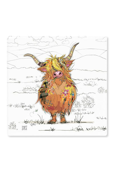 Hamish Highland Cow Bug Art Coaster