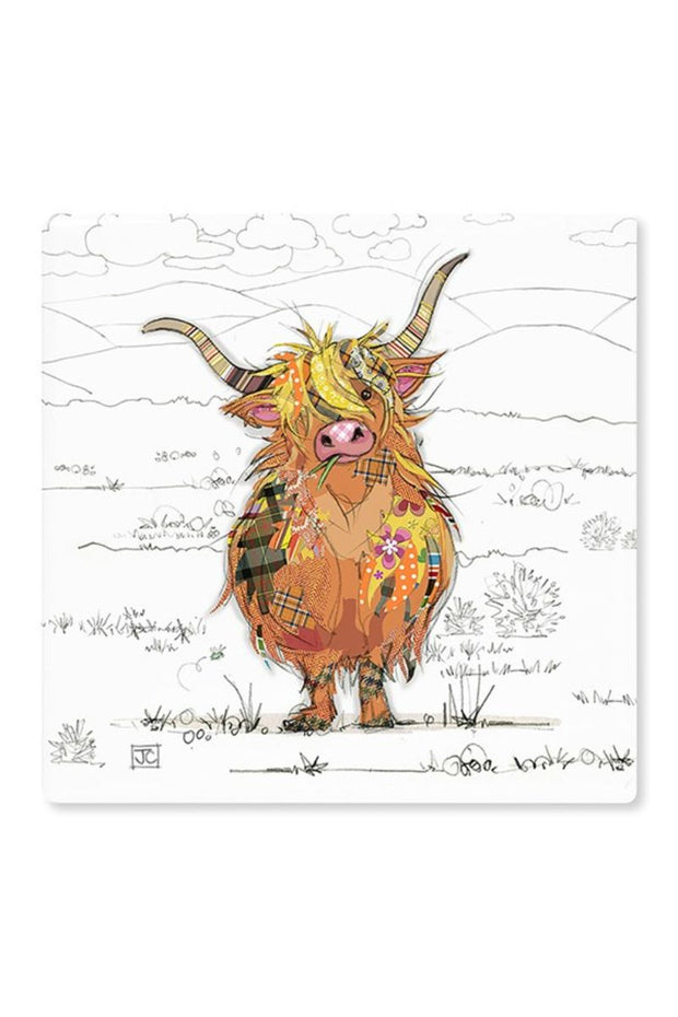 Hamish Highland Cow Bug Art Coaster